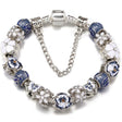 Bracelet with floral beads and silver chain on a white background, featuring the brand 'BAOPON'.