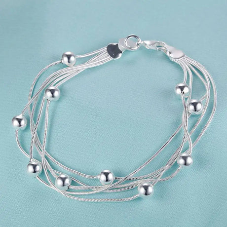 Pulsera de cadena con forma de corazón de plata de ley 925