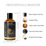 MayJam Coffee Fragrance Oil bottle with features listed on a white background
