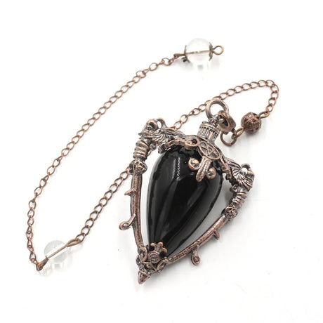 Necklace with a black pendant on a white background