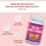 Bioselia skin whitening capsules with benefits on a pink background