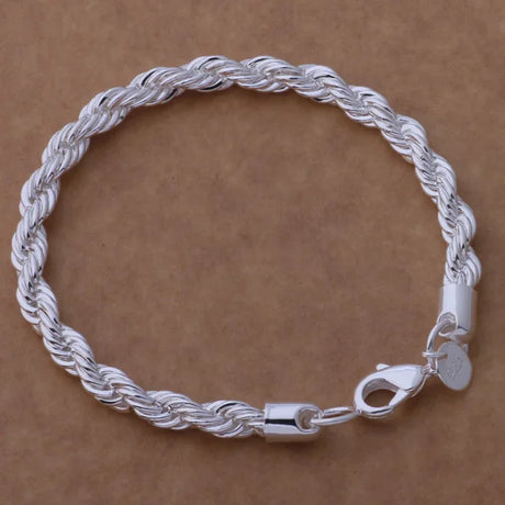 Pulsera de cadena con forma de corazón de plata de ley 925