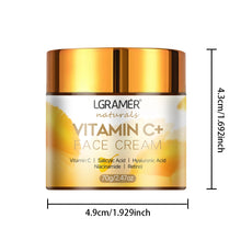 L'Gamer Vitamin C+ Face Cream jar with dimensions on a white background