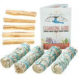 Set of smudge sticks with a cleansing guide on a white background