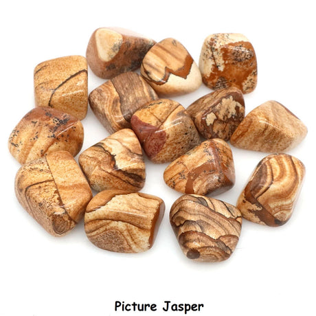 Collection of Picture Jasper stones on a white background