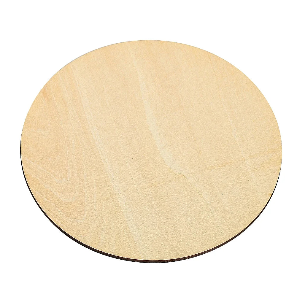 Round wooden cutting board on a white background
