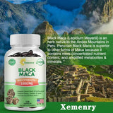 Black Maca supplement bottle with Machu Picchu in the background