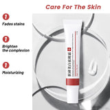 Skincare tube with benefits listed on a white background