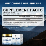 Supplement facts label for Shilajit with mountainous background