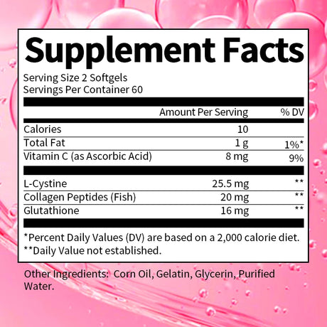 Supplement facts label with pink background