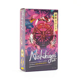 Nishigigoi tarot card box with colorful design and text on a white background