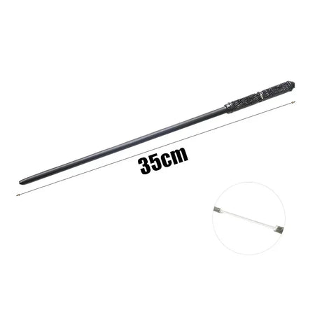 Black rod with measurement label on a white background