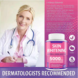 Advertisement for Skin Whitening capsules with a doctor and product packaging.