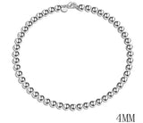 Silver beaded necklace on a white background with '4MM' text.
