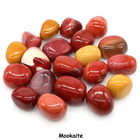 Collection of mookaite stones on a white background