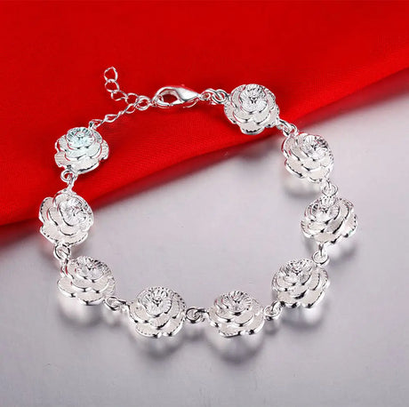 Pulsera de cadena con forma de corazón de plata de ley 925