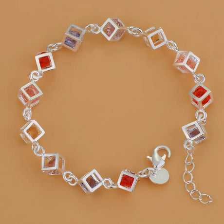 Pulsera de cadena con forma de corazón de plata de ley 925