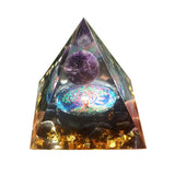 Triangular pyramid with colorful interior on a white background