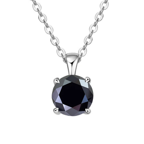 Necklace with a black gemstone pendant on a white background