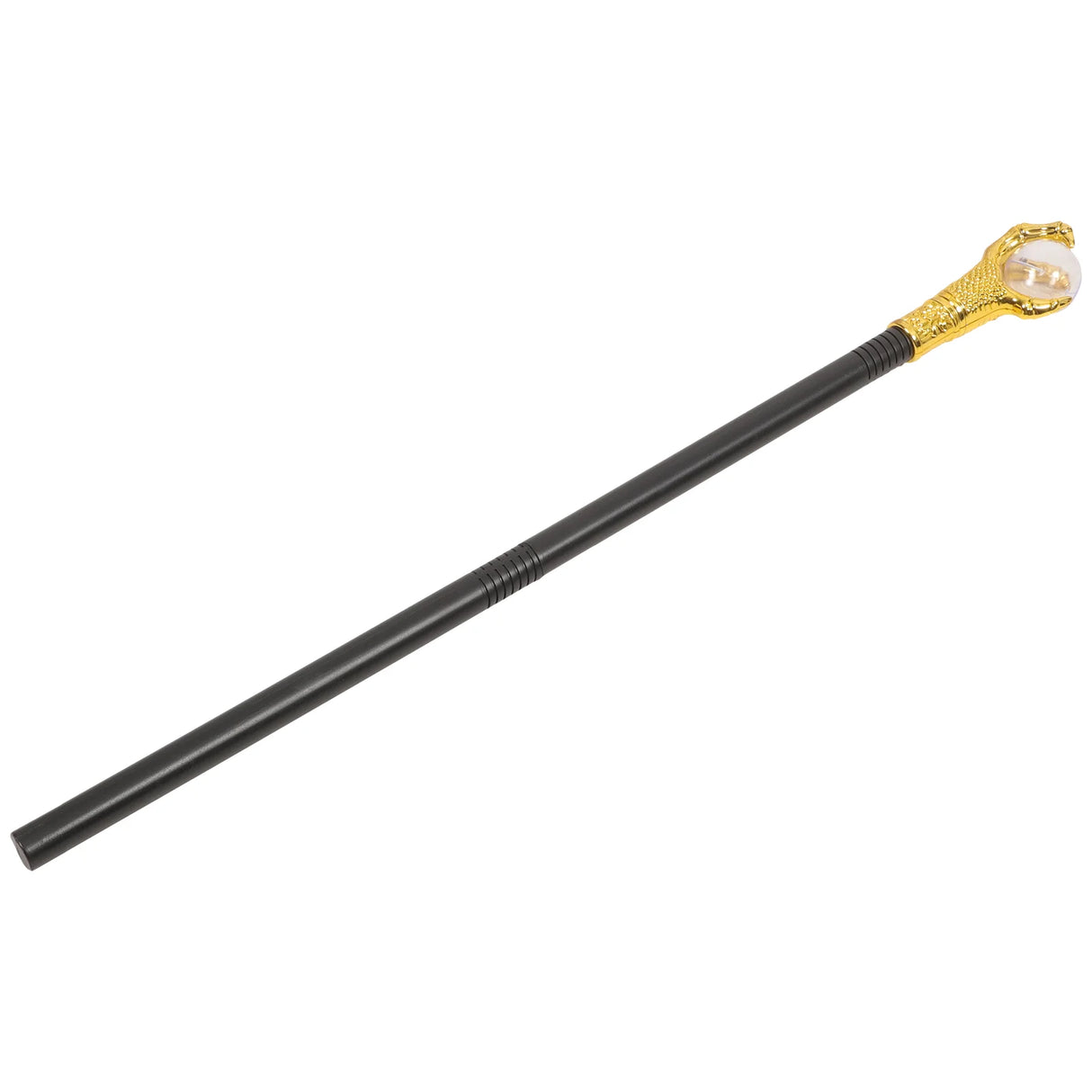 Black and gold cane on a white background