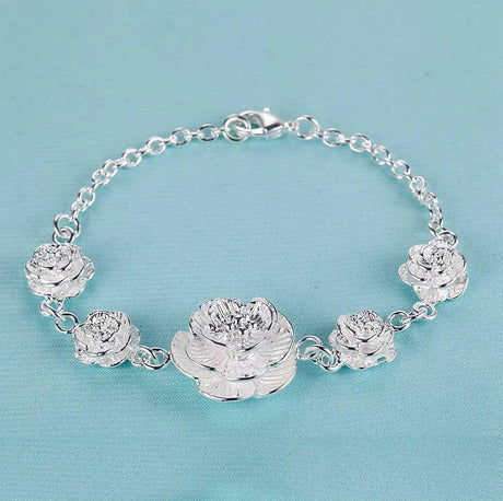 Pulsera de cadena con forma de corazón de plata de ley 925
