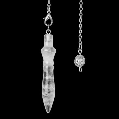 Crystal pendant on a chain with a black background