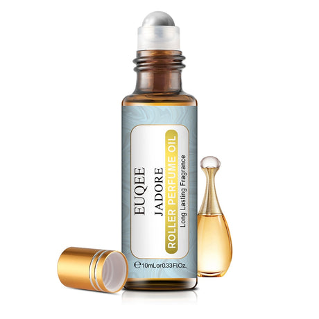 EUQEE Jadore roller perfume oil bottle on a white background