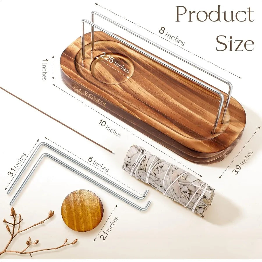 Wooden tray with measurements and a roll of sage on a white background