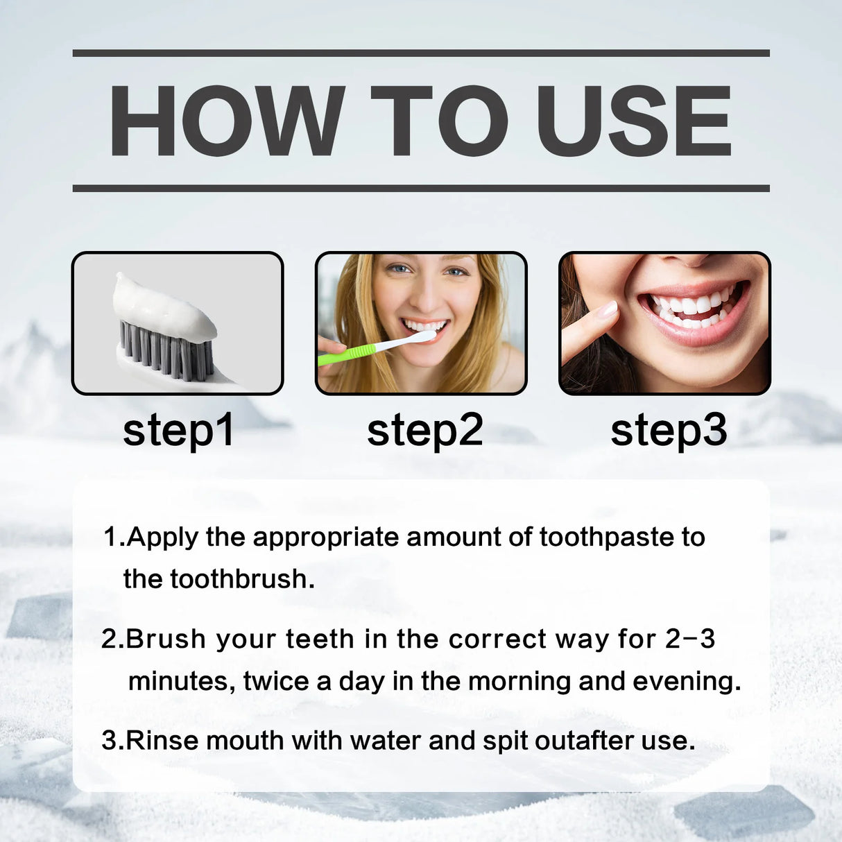 Instructions on how to use a toothbrush with step-by-step illustrations and text.