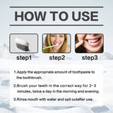 Instructions on how to use a toothbrush with step-by-step illustrations and text.