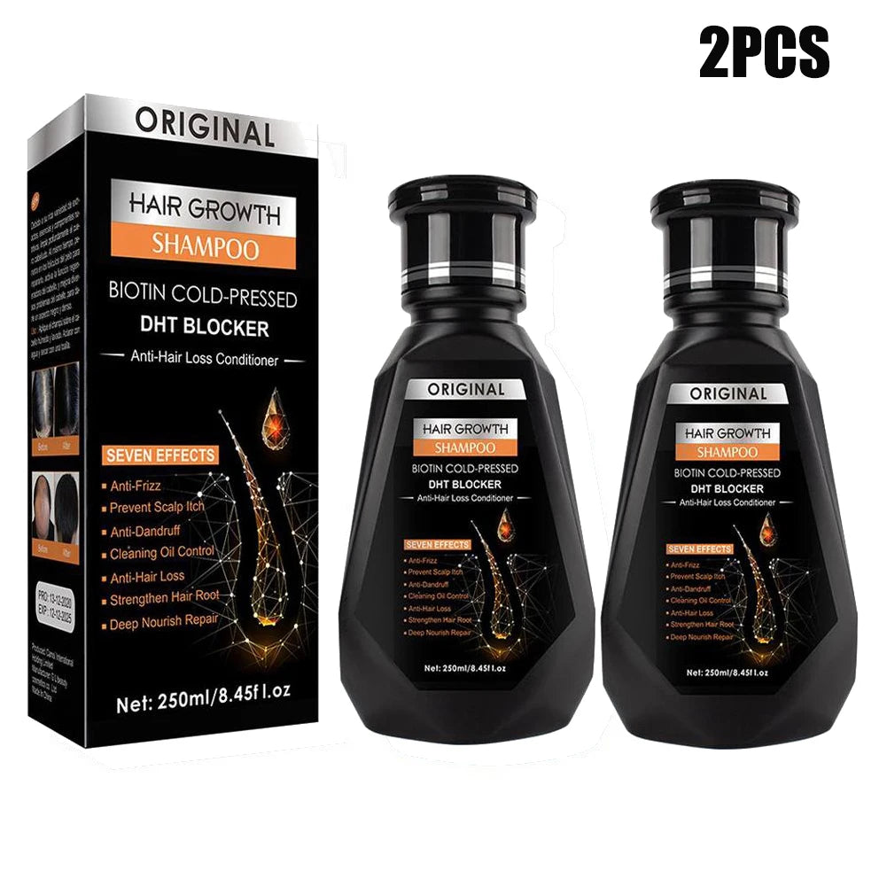 Hair growth shampoo with packaging and '2PCS' text on a white background