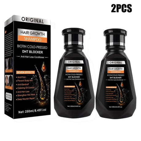 Hair growth shampoo with packaging and '2PCS' text on a white background