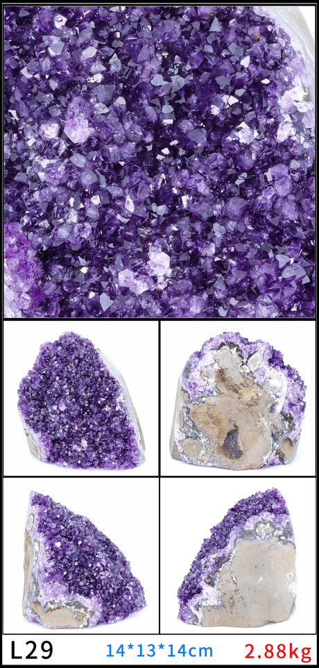 Purple crystal rock with different angles and sizes on a white background