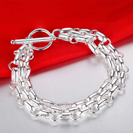 Pulsera de cadena con forma de corazón de plata de ley 925