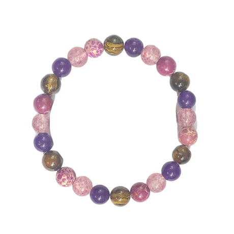 Multicolored beaded bracelet on a white background
