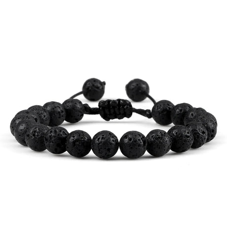 Black beaded bracelet on a white background