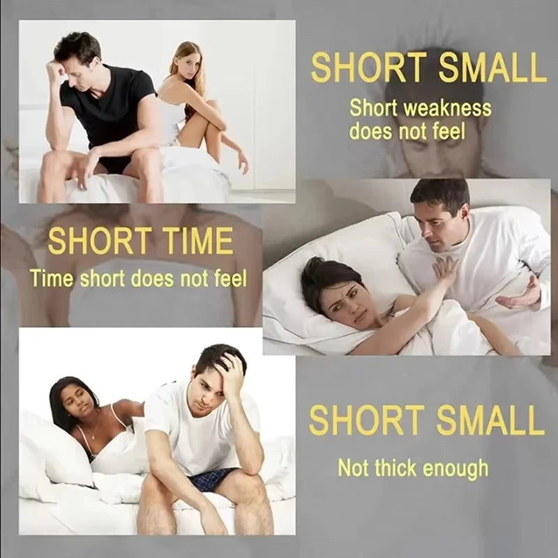 Collage of a man and woman in various poses with humorous text captions.