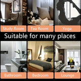 Collage of different rooms with labels for Study Room, Tea Room, Yoga, Bathroom, Bedroom, and Lounge.
