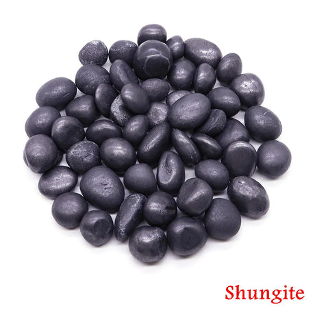 Shungite stones on a white background with 'Shungite' text.