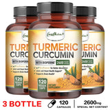 Three bottles of Coolkin Turmeric Curcumin supplement on a white background