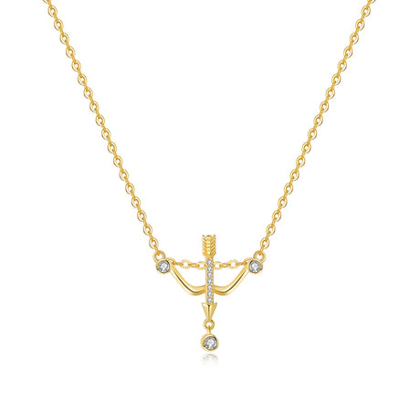 Gold necklace with a unique pendant on a white background