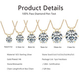 Diamond necklaces with varying stone sizes on a white background, featuring product details.