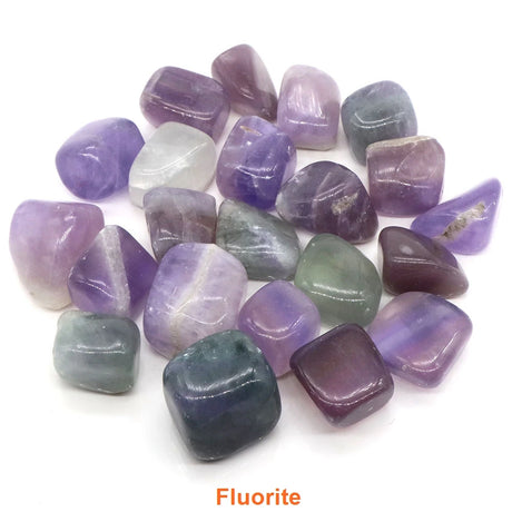 Fluorite stones on a white background