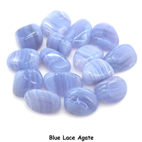 Blue lace agate stones on a white background