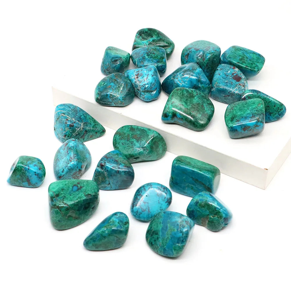 Turquoise stones on a white background