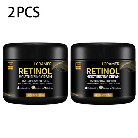 Two jars of LGramer Retinol Moisturizing Cream on a white background