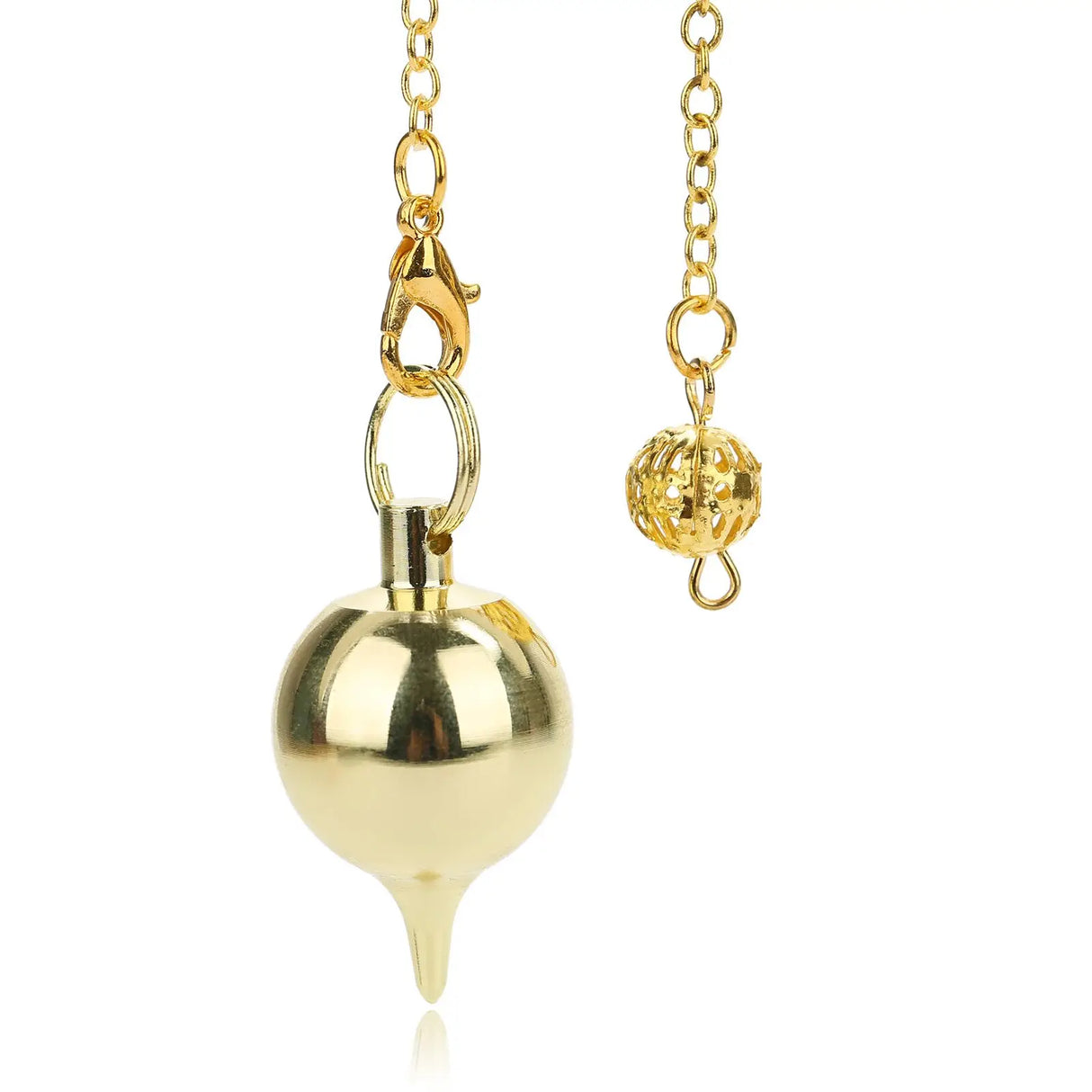 Gold pendant necklace on a white background