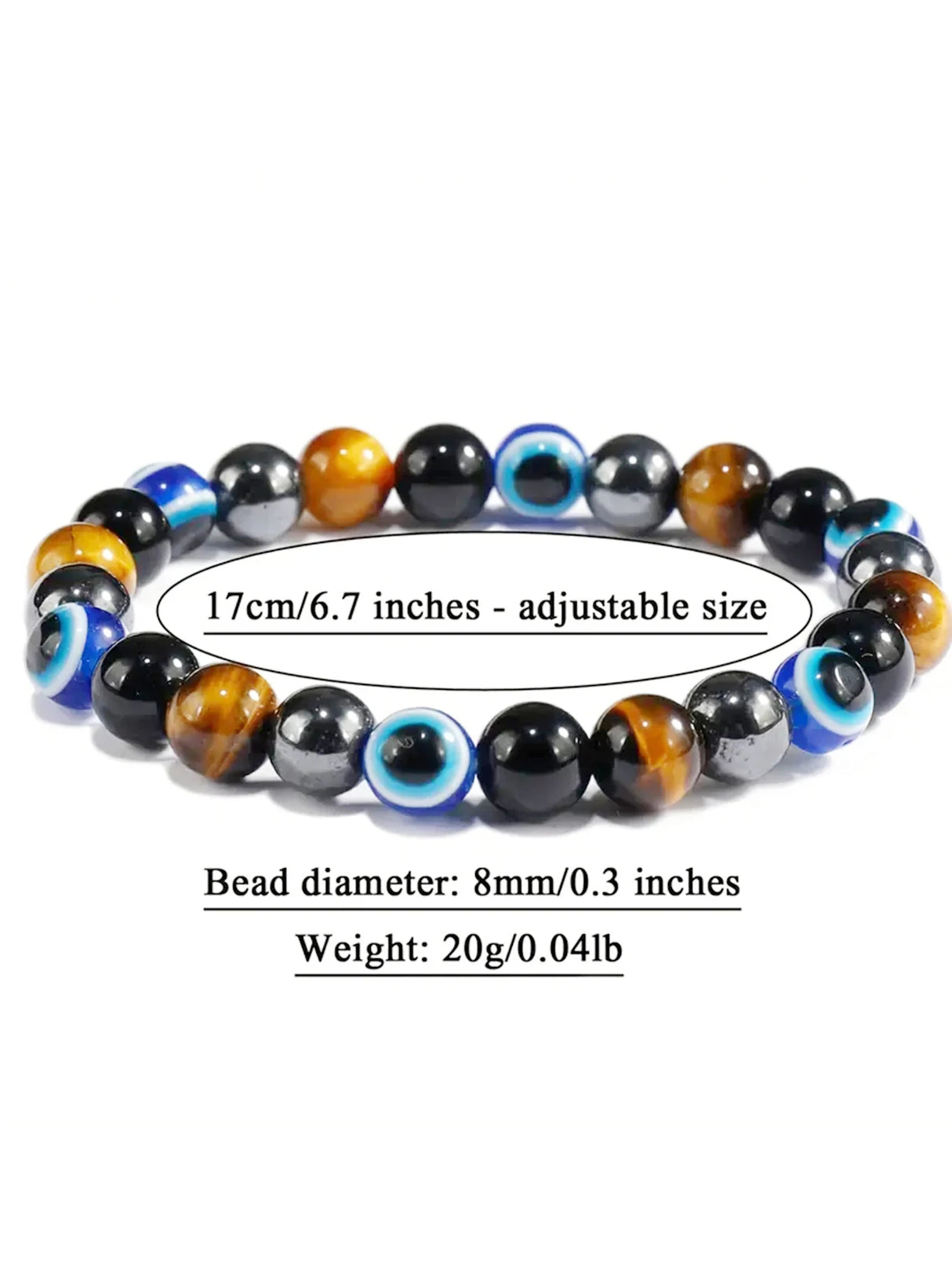 Beaded bracelet with colorful beads on a white background