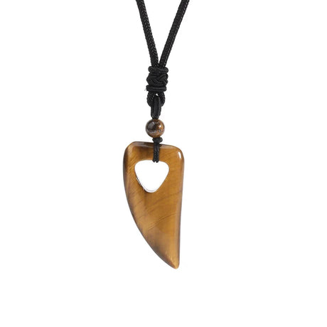 Wooden pendant necklace on a white background with 'CIA Jewelry' branding.