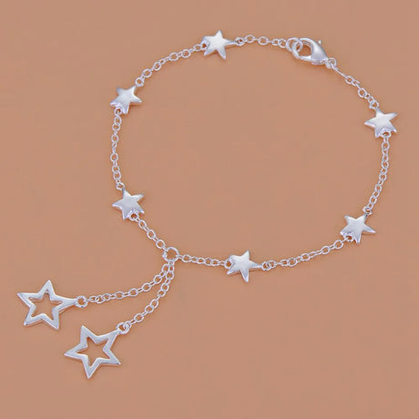 Pulsera de cadena con forma de corazón de plata de ley 925
